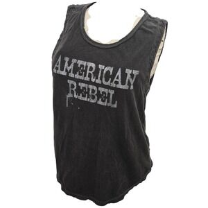 Chaser American Rebel Tank Top XS Distressed Muscle Tee Graphic Gray Made in USA